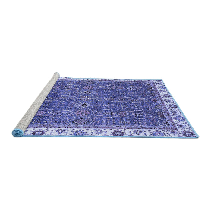 Sideview of Machine Washable Oriental Blue Traditional Rug, wshabs3098blu