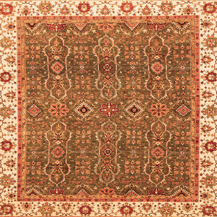 Square Oriental Orange Traditional Rug, abs3098org