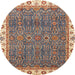 Round Machine Washable Abstract Brown Sugar Brown Rug, wshabs3098