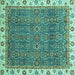 Square Machine Washable Oriental Turquoise Traditional Area Rugs, wshabs3098turq