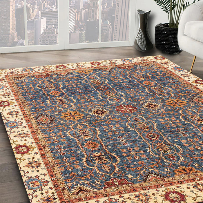 Machine Washable Abstract Brown Sugar Brown Rug in a Family Room, wshabs3098