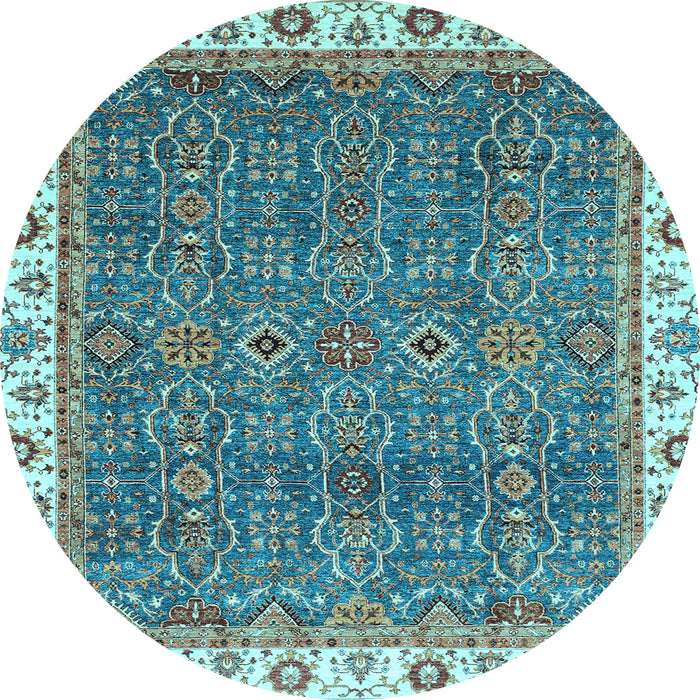 Round Oriental Light Blue Traditional Rug, abs3098lblu