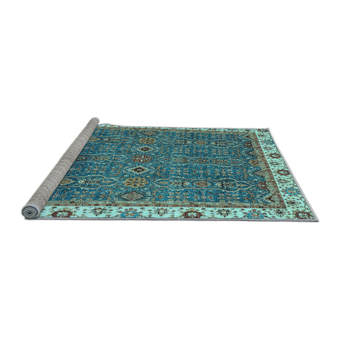 Sideview of Machine Washable Oriental Light Blue Traditional Rug, wshabs3098lblu