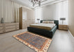 Abstract Brown Oriental Rug in a Bedroom, abs3098