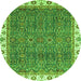 Round Machine Washable Oriental Green Traditional Area Rugs, wshabs3098grn