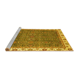 Sideview of Machine Washable Oriental Yellow Traditional Rug, wshabs3098yw