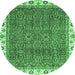 Round Oriental Emerald Green Traditional Rug, abs3098emgrn