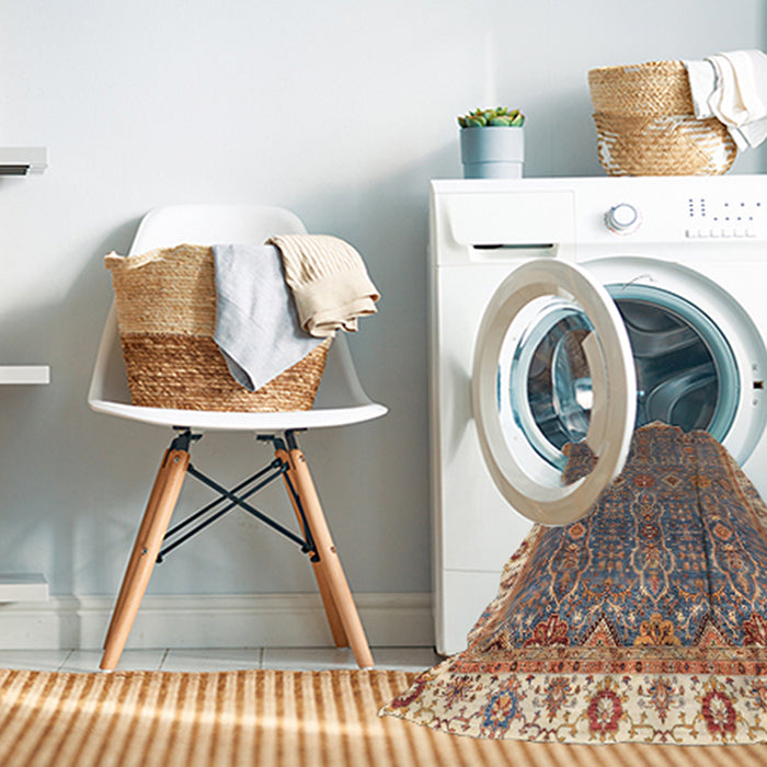 Machine Washable Abstract Brown Sugar Brown Rug in a Washing Machine, wshabs3098