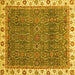 Square Machine Washable Oriental Yellow Traditional Rug, wshabs3098yw