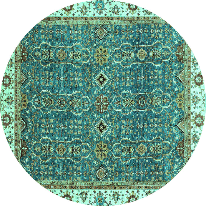 Round Oriental Turquoise Traditional Rug, abs3098turq