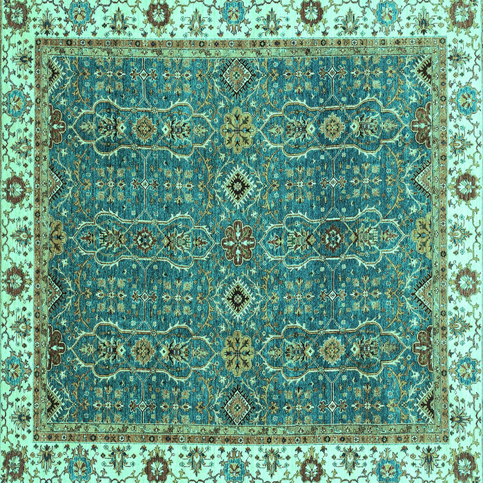 Square Oriental Turquoise Traditional Rug, abs3098turq