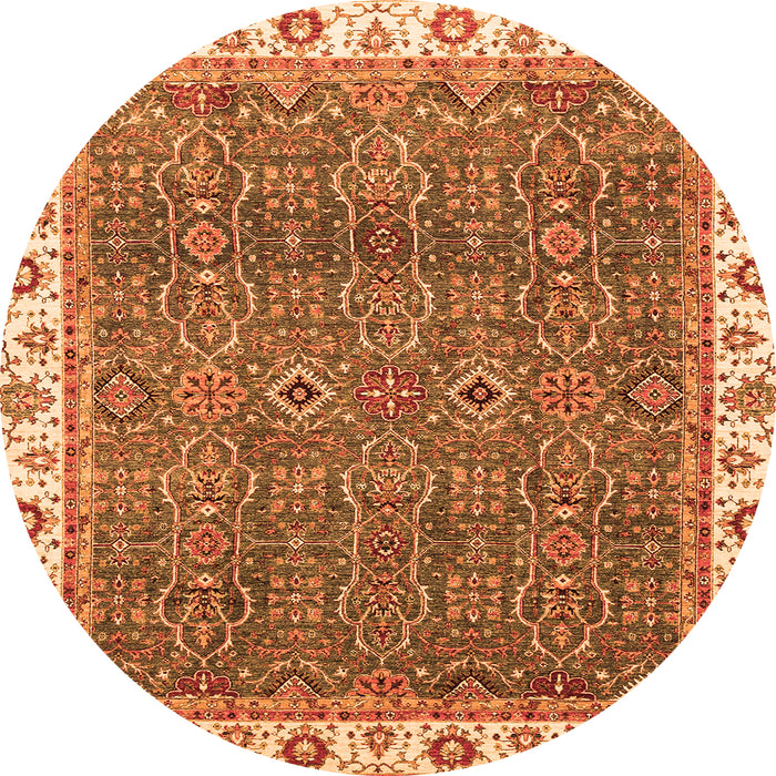 Round Oriental Orange Traditional Rug, abs3098org