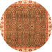 Round Oriental Orange Traditional Rug, abs3098org