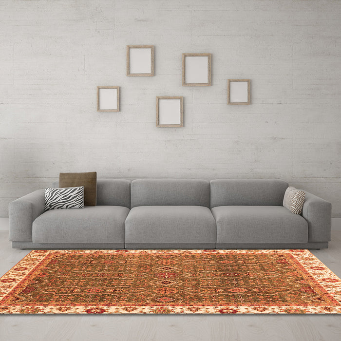 Machine Washable Oriental Orange Traditional Area Rugs in a Living Room, wshabs3098org