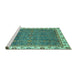 Sideview of Machine Washable Oriental Turquoise Traditional Area Rugs, wshabs3098turq