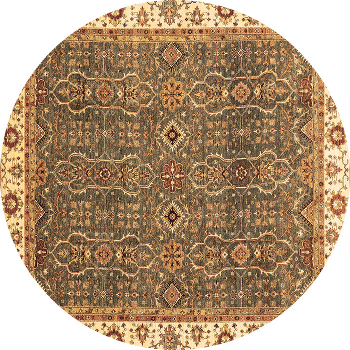 Round Machine Washable Oriental Brown Traditional Rug, wshabs3098brn