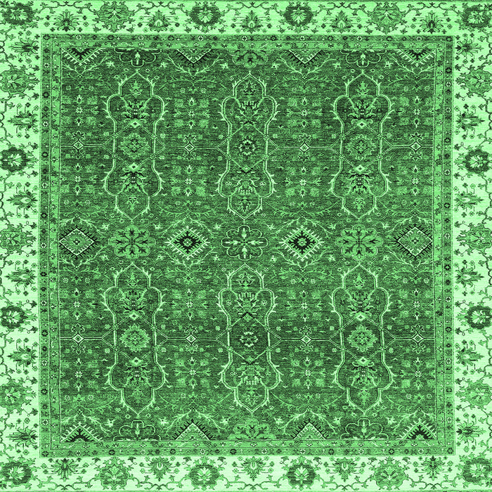 Square Machine Washable Oriental Emerald Green Traditional Area Rugs, wshabs3098emgrn