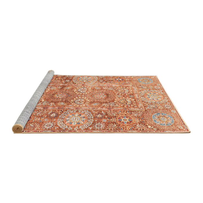 Sideview of Machine Washable Abstract Orange Red Rug, wshabs3099