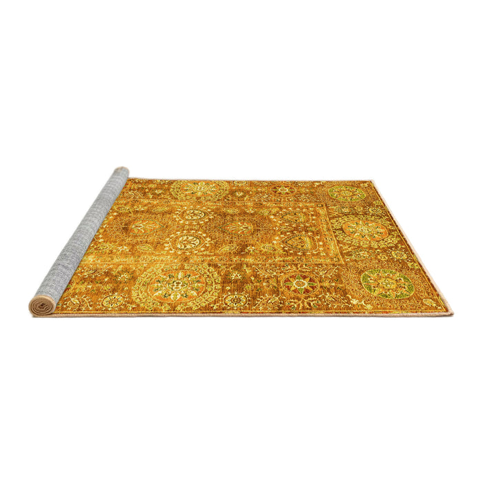 Sideview of Machine Washable Abstract Yellow Modern Rug, wshabs3099yw