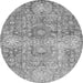 Round Machine Washable Abstract Gray Modern Rug, wshabs3099gry