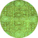 Round Abstract Green Modern Rug, abs3099grn