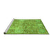 Sideview of Machine Washable Abstract Green Modern Area Rugs, wshabs3099grn