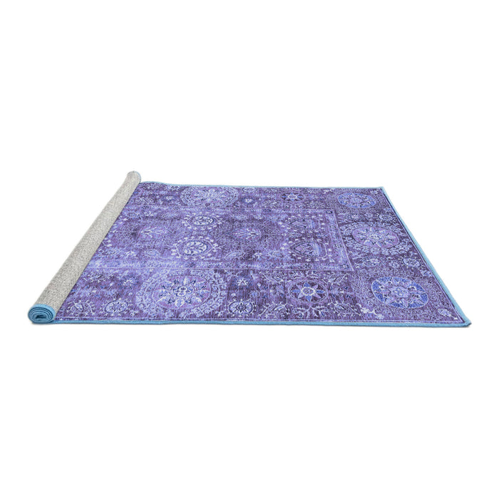 Sideview of Machine Washable Abstract Blue Modern Rug, wshabs3099blu