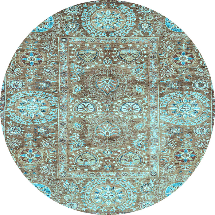 Round Machine Washable Abstract Light Blue Modern Rug, wshabs3099lblu
