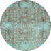 Round Machine Washable Abstract Light Blue Modern Rug, wshabs3099lblu