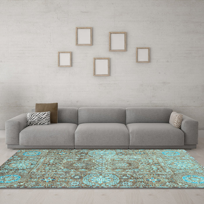 Machine Washable Abstract Light Blue Modern Rug in a Living Room, wshabs3099lblu