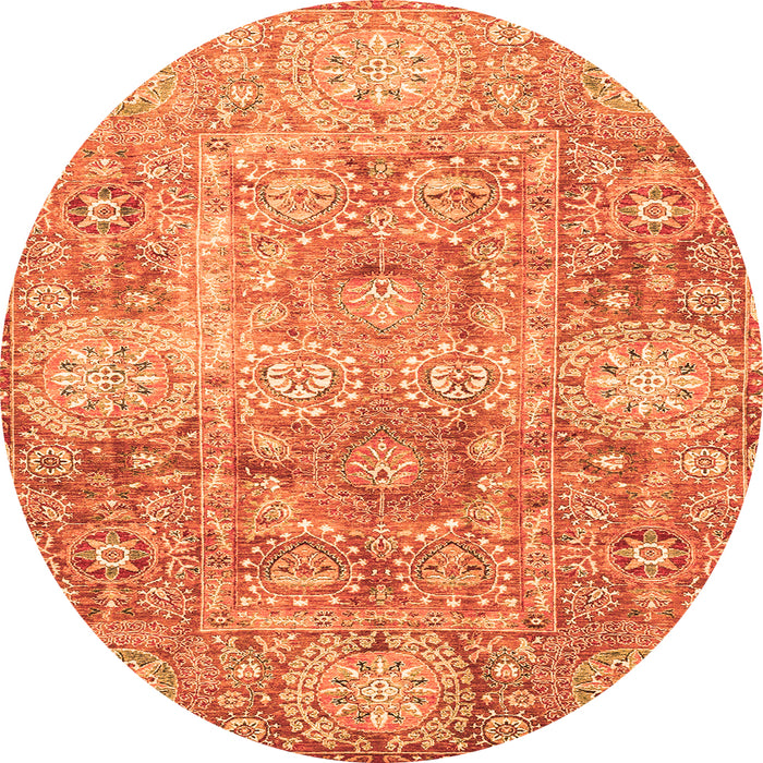 Round Abstract Orange Modern Rug, abs3099org