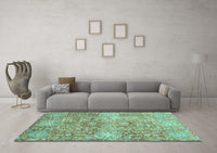 Machine Washable Abstract Turquoise Modern Rug, wshabs3099turq