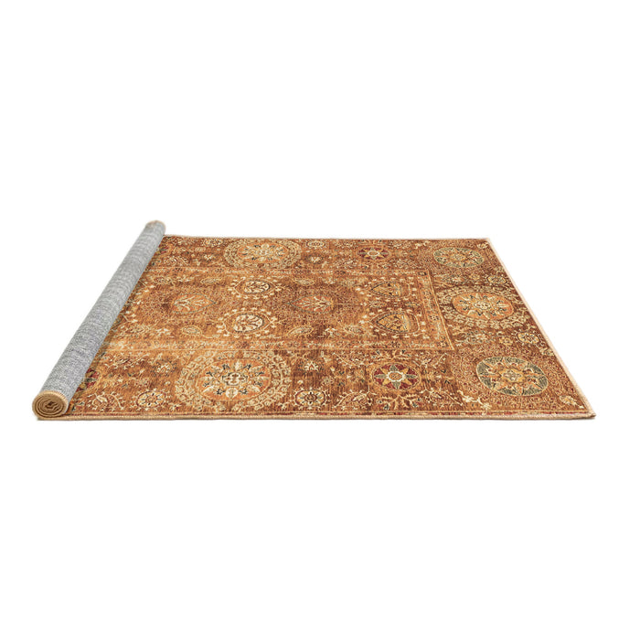 Sideview of Machine Washable Abstract Brown Modern Rug, wshabs3099brn