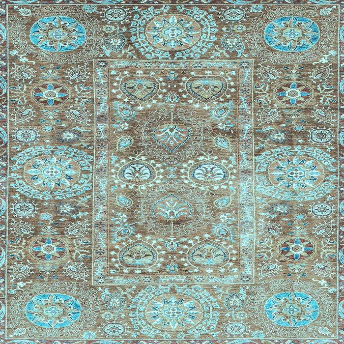Square Machine Washable Abstract Light Blue Modern Rug, wshabs3099lblu