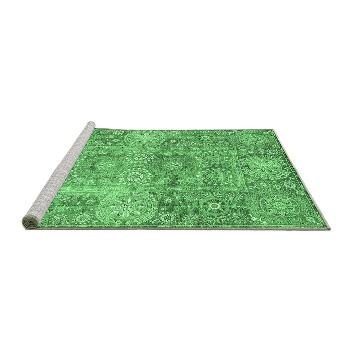 Sideview of Machine Washable Abstract Emerald Green Modern Area Rugs, wshabs3099emgrn