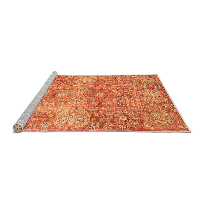 Sideview of Machine Washable Abstract Orange Modern Area Rugs, wshabs3099org