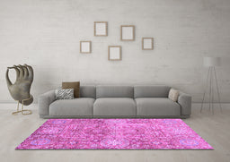 Machine Washable Abstract Purple Modern Area Rugs in a Living Room, wshabs3099pur