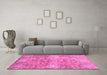 Machine Washable Abstract Pink Modern Rug in a Living Room, wshabs3099pnk