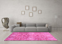 Machine Washable Abstract Pink Modern Rug, wshabs3099pnk