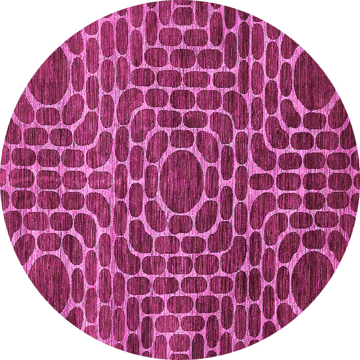 Round Machine Washable Abstract Pink Modern Rug, wshabs309pnk