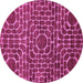 Round Machine Washable Abstract Pink Modern Rug, wshabs309pnk