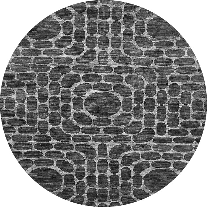 Round Machine Washable Abstract Gray Modern Rug, wshabs309gry