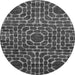 Round Machine Washable Abstract Gray Modern Rug, wshabs309gry