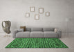 Machine Washable Abstract Emerald Green Modern Area Rugs in a Living Room,, wshabs309emgrn