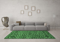 Machine Washable Abstract Emerald Green Modern Rug, wshabs309emgrn