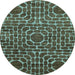 Round Machine Washable Abstract Light Blue Modern Rug, wshabs309lblu