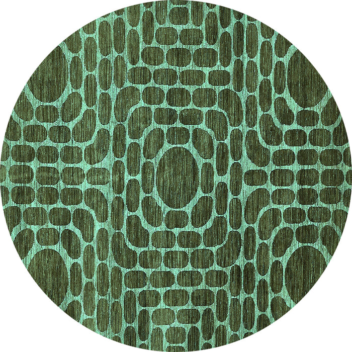 Round Abstract Turquoise Modern Rug, abs309turq