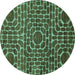 Round Abstract Turquoise Modern Rug, abs309turq