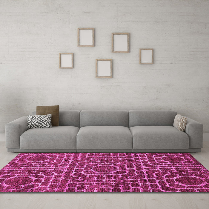 Machine Washable Abstract Pink Modern Rug in a Living Room, wshabs309pnk