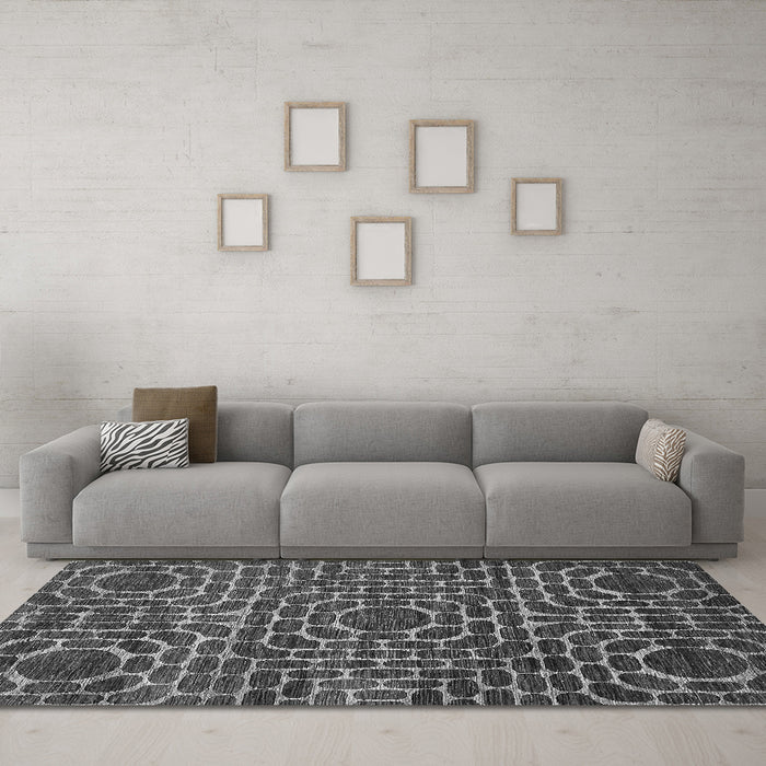 Machine Washable Abstract Gray Modern Rug in a Living Room,, wshabs309gry